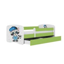 Bed babydreams green raccoon with drawer with non-flammable mattress 140/70