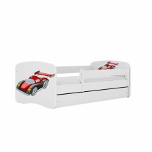 Bed babydreams white racing car with drawer with non-flammable mattress 160/80
