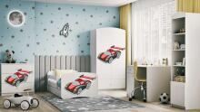 Bed babydreams white racing car with drawer with non-flammable mattress 140/70