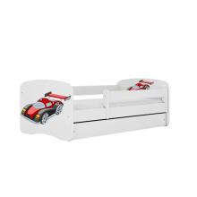 Bed babydreams white racing car with drawer with non-flammable mattress 180/80