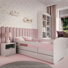 Bed babydreams white without pattern with drawer with non-flammable mattress 140/70