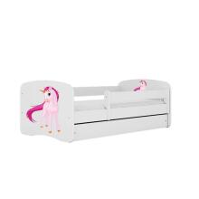Bed babydreams white unicorn with drawer with non-flammable mattress 180/80