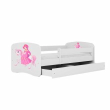 Babydreams white princess on a horse bed with a drawer latex mattress 140/70