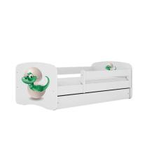Bed babydreams white baby dino with drawer with non-flammable mattress 140/70