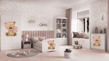 Bed babydreams white teddybear flowers with drawer with non-flammable mattress 160/80