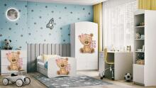 Bed babydreams white teddybear flowers with drawer with non-flammable mattress 180/80
