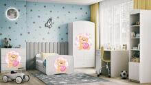Bed babydreams white teddybear butterflies with drawer with non-flammable mattress 180/80