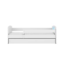 Bed babydreams white blue teddybear with drawer with non-flammable mattress 140/70