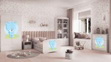 Bed babydreams white blue teddybear with drawer with non-flammable mattress 160/80