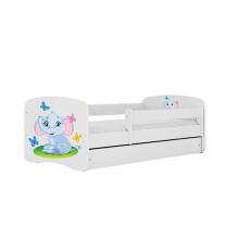 Bed babydreams white baby elephant with drawer with non-flammable mattress 180/80
