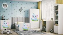 Bed babydreams white baby elephant with drawer with non-flammable mattress 160/80