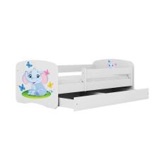 Bed babydreams white baby elephant with drawer with non-flammable mattress 160/80