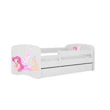 Bed babydreams white fairy with wings with drawer with non-flammable mattress 140/70