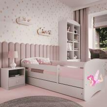 Bed babydreams white fairy with wings with drawer with non-flammable mattress 140/70