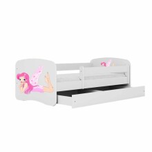 Bed babydreams white fairy with wings with drawer with non-flammable mattress 140/70