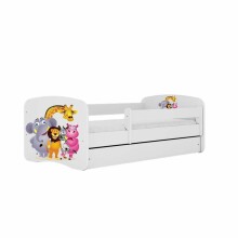 Bed babydreams white zoo with drawer with non-flammable mattress 140/70
