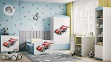 Bed babydreams blue racing car with drawer with non-flammable mattress 160/80