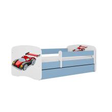 Bed babydreams blue racing car with drawer with non-flammable mattress 160/80