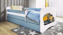 Bed babydreams blue truck with drawer with non-flammable mattress 140/70