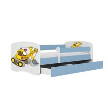 Bed babydreams blue digger with drawer with non-flammable mattress 140/70