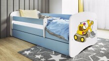 Bed babydreams blue digger with drawer with non-flammable mattress 140/70