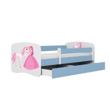 Bed babydreams blue princess horse with drawer with non-flammable mattress 160/80