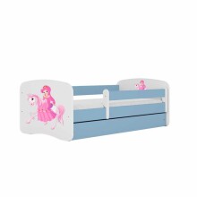 Bed babydreams blue princess on horse with drawer with non-flammable mattress 180/80