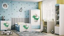 Bed babydreams blue baby dino with drawer with non-flammable mattress 160/80