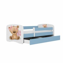 Bed babydreams blue teddybear flowers with drawer with non-flammable mattress 180/80