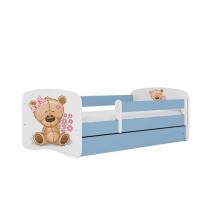 Bed babydreams blue teddybear flowers with drawer with non-flammable mattress 180/80