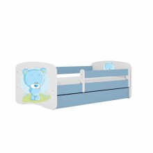 Bed babydreams blue blue teddybear with drawer with non-flammable mattress 140/70