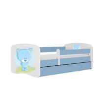 Bed babydreams blue blue teddybear with drawer with non-flammable mattress 140/70