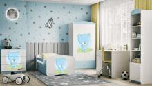 Bed babydreams blue blue teddybear with drawer with non-flammable mattress 160/80