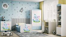 Bed babydreams blue baby elephant with drawer with non-flammable mattress 140/70