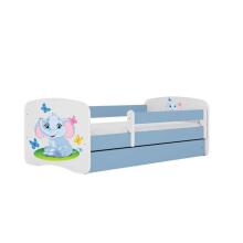 Bed babydreams blue baby elephant with drawer with non-flammable mattress 140/70
