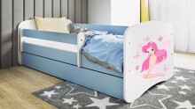 Bed babydreams blue fairy with butterflies with drawer with non-flammable mattress 160/80