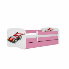 Bed babydreams pink racing car with drawer with non-flammable mattress 140/70
