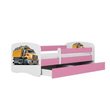 Bed babydreams pink truck with drawer with non-flammable mattress 140/70