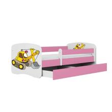 Bed babydreams pink digger with drawer with non-flammable mattress 140/70