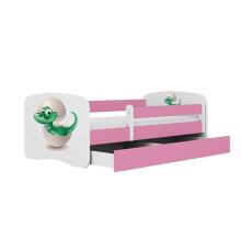 Bed babydreams pink baby dino with drawer with non-flammable mattress 140/70
