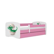 Bed babydreams pink baby dino with drawer with non-flammable mattress 140/70
