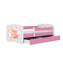 Bed babydreams pink teddybear butterflies with drawer with non-flammable mattress 140/70
