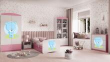 Bed babydreams pink blue teddybear with drawer with non-flammable mattress 140/70