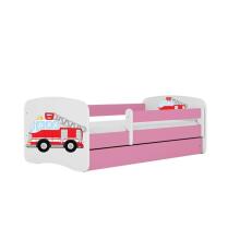 Bed babydreams pink fire brigade with drawer with non-flammable mattress 160/80
