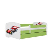 Bed babydreams green racing car with drawer with non-flammable mattress 140/70