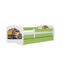 Bed babydreams green truck with drawer with non-flammable mattress 160/80