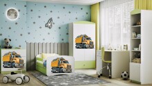 Bed babydreams green truck with drawer with non-flammable mattress 160/80