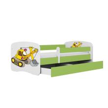 Bed babydreams green digger with drawer with non-flammable mattress 180/80