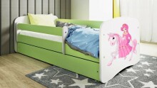 Babydreams bed green princess on a horse without drawer latex mattress 140/70