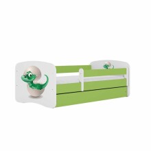 Bed babydreams green baby dino with drawer with non-flammable mattress 160/80